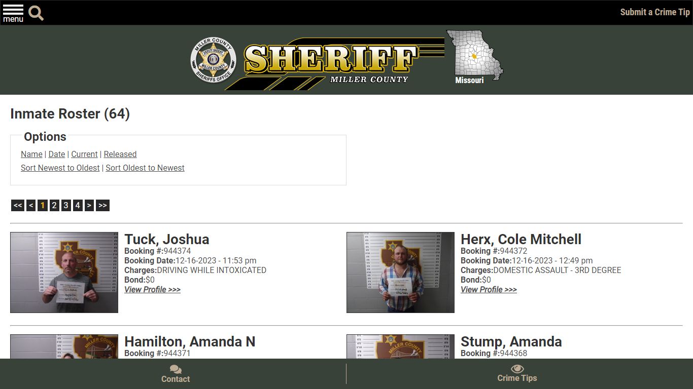Inmate Roster - Current Inmates Booking Date Descending - Miller County ...
